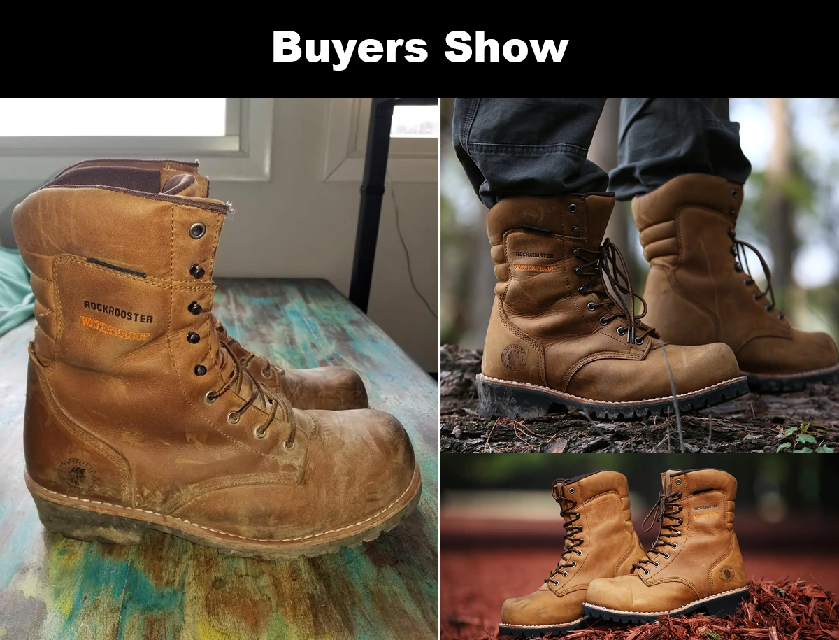 Rockrooster Safety Shoes Men Safety Boots Industrial Shoe Leather Working Shoes Waterproof
