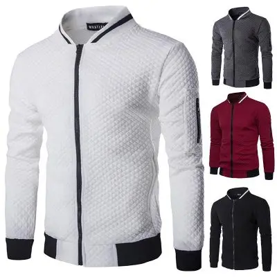 

Factory wholesale New men's jacket zipper stand collar sweater coat men plaid cardigan