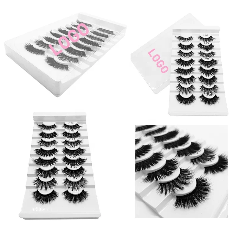 

Own Brand Private Label False Minklash False Minklashes Eyelashes Tray Multipack Fluffy 3d 8 Pairs Hand Made Full Strip Lashes