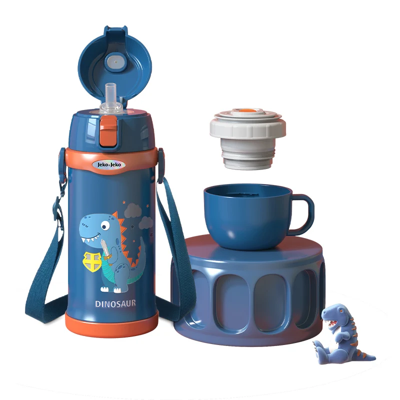 

22oz 650ML Kids Gift Bottle Keep Warm Cold Insulation Thermos Straw Bottle, Cartoon,custom color is available