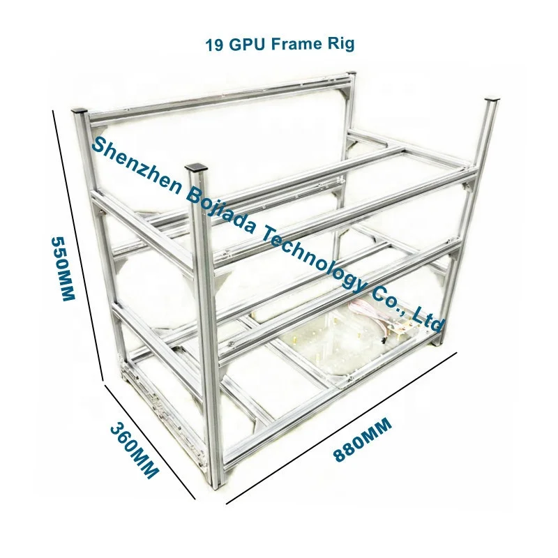 

6 8 12 14 16 18 19 20 GPU Open air Rig Case Aluminum Stackable Graphics Card Rack Frame, Silver