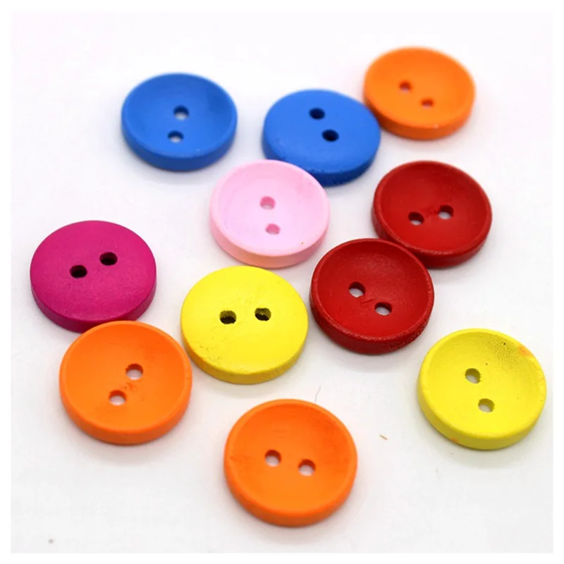 TENDYCOCO 100 unids botones de madera con forma de perro 2 botones coloridos agujeros para bebé niño niño 