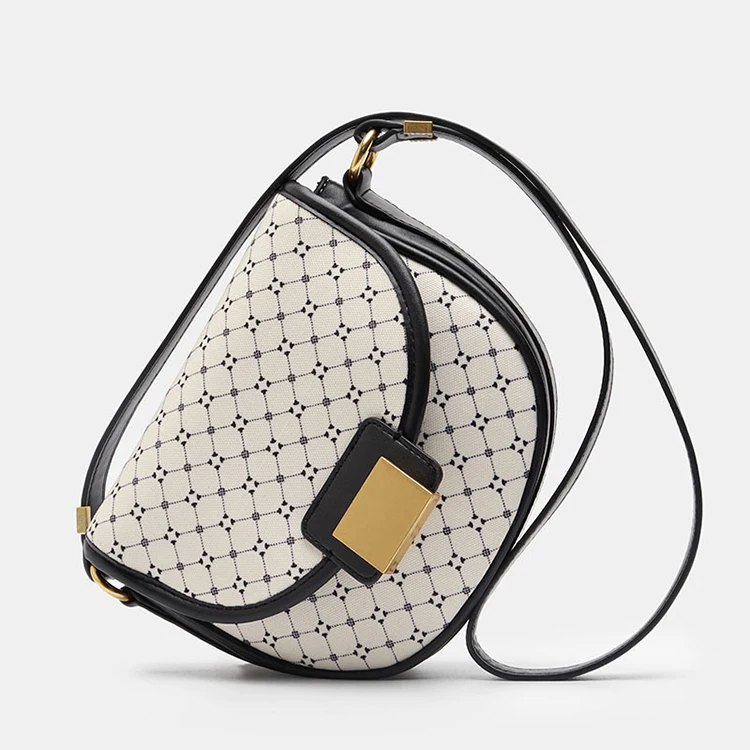 

2021 Custom New Womens Retro Semicircle Saddle Single Crossbody Hand Bags High Quality Plaid Vintage Girls Handbag Kids