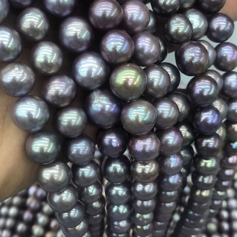 

16 inch 11-14 mm purple round loose wholesale freshwater pearl in strand A grade