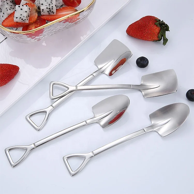 

2021 New Stainless Steel Shovel Shape Spoon for Coffee Ice Cream Fruit, Customized colors