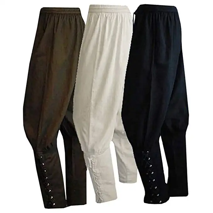 

Ecowalson Men's Ankle Banded Pants Medieval Viking Navigator Pirate Costume Trousers Renaissance Gothic Pants, As show