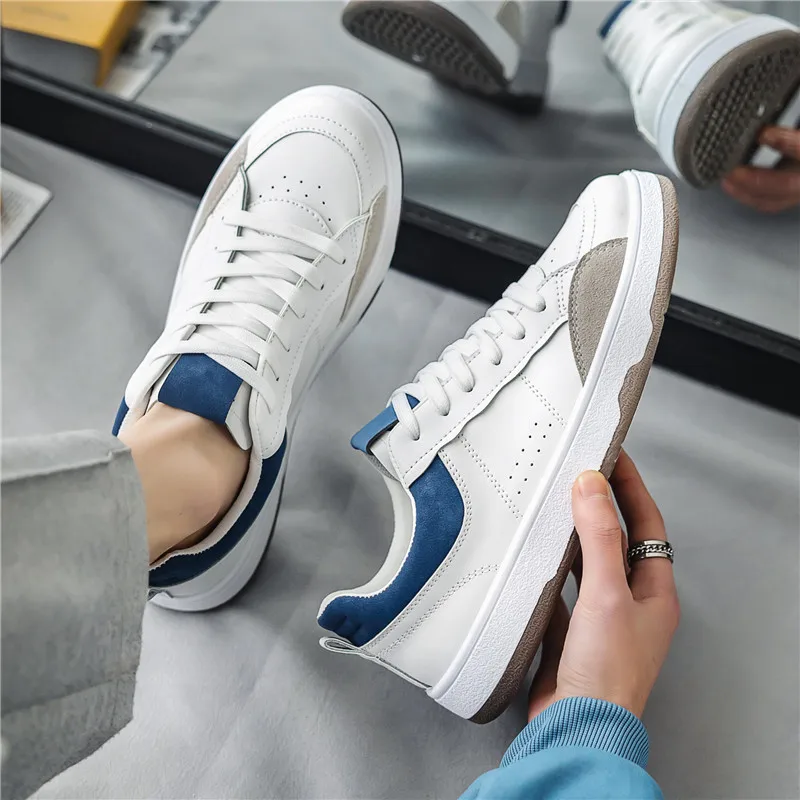 

Amazon hot sale white leather men's fashion sneakers quanzhou mens casual skateboard shoes, Optional