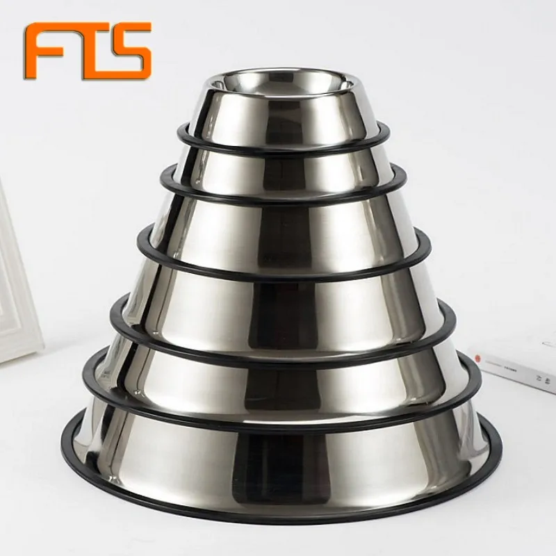 

FTS Cat Pet Bowls Stainless Steel Water Food Wholesale Customize Pets And Feeders Lick Anti Slip Dog Bowl