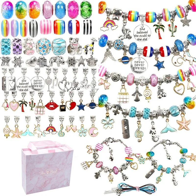 

R.Gem. 127pcs/set Stainless Steel Snake Chain DIY Craft Jewelry Charm Bracelet Making Kit for Kids Girls Teens