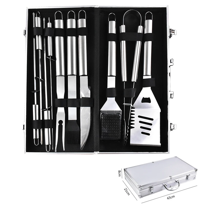 

10 Piece Camping Stainless Steel Accessories Barbecue Bbq Tool Box Grill Outdoor Cooking Bbq Tools Set