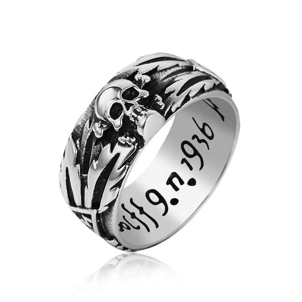 

Skeletons and lovers' ring, retro, aggressive man's Cross, stainless steel ring