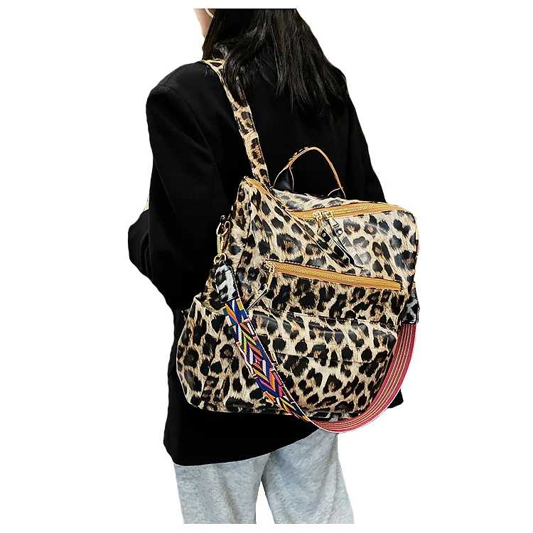 

Women's Fashion Backpack Multipurpose Design Handbags and Shoulder Bag PU Leather Leopard Fashion Travel bag