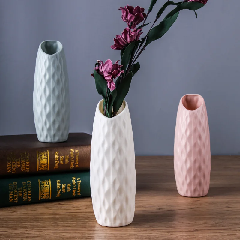 

Luxury Garden Flower Vases Plastic Pot Modern Home Decor for Bar Party Wedding Home Office Hotel Restaurant Customized Design, White pink blue