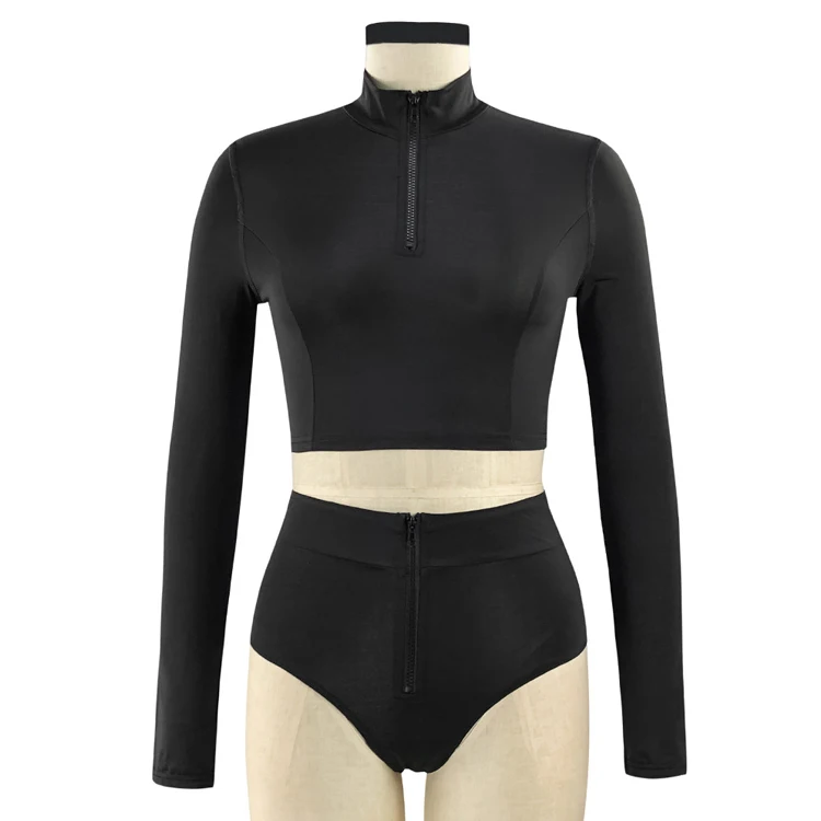 

Women Two-piece Swimsuit Long sleeve Beachwear Push Up Padded Swimwear Plus Size Bikini Set