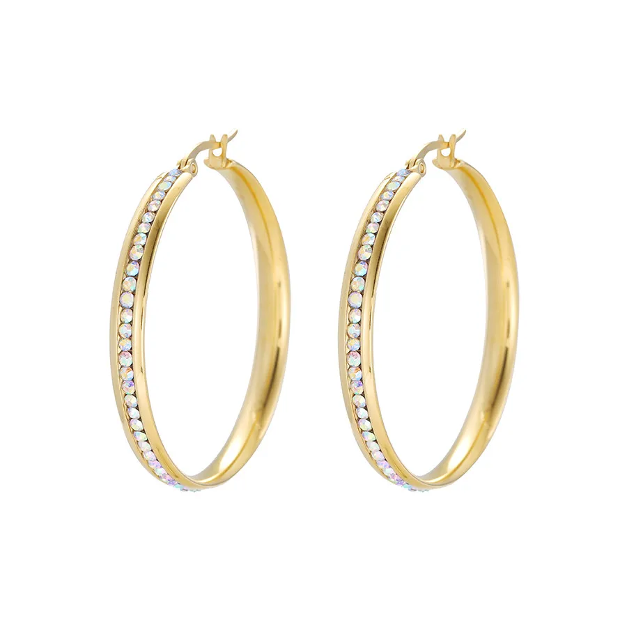 

E-587 xuping jewelry Charm and elegant stainless steel full diamond Dubai 24K gold-plated Hoop earrings