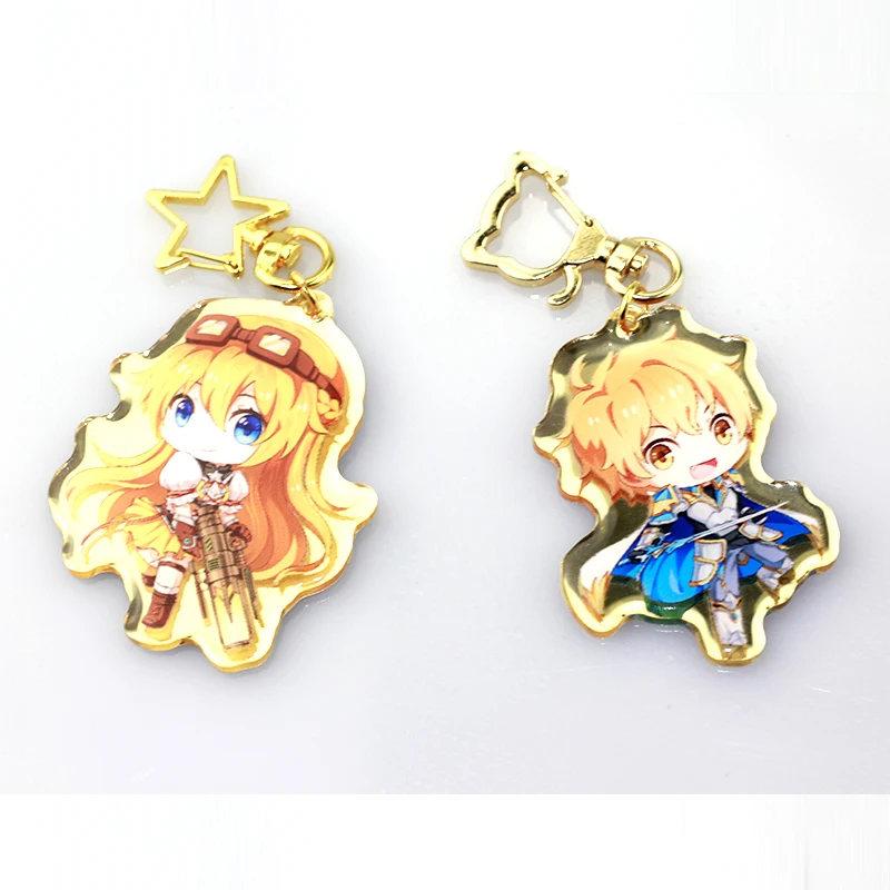 
NO MOQ kpop mirror surface process hotel custom anime acrylic keychain charm with your design 