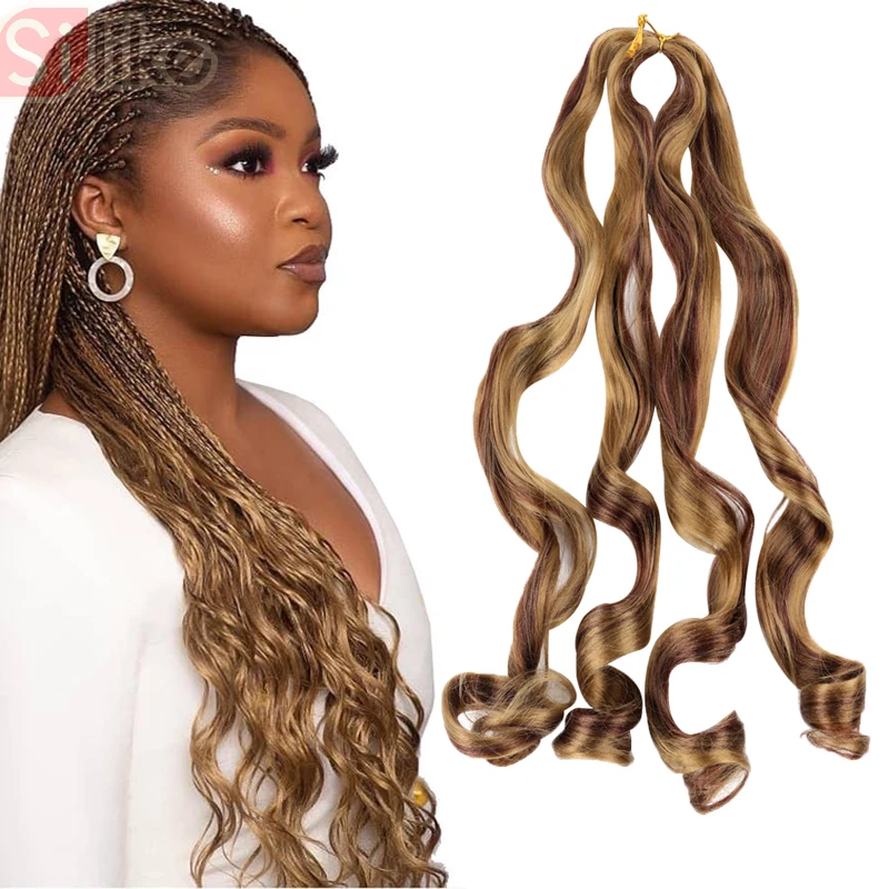 

24 Inch French Curly Loose Curl Wave Crochet Braids Synthetic Braiding Hair Pre-Looped Spiral Curl Hair Wavy Curly Braiding
