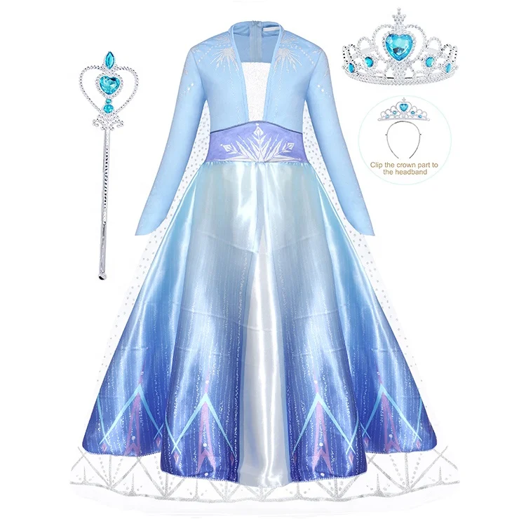 

Hot Selling Girls Snow Queen Elsa Princess Dress Costume Kids Long Sleeve Birthday Party Halloween Carnival Cosplay Fancy Dress