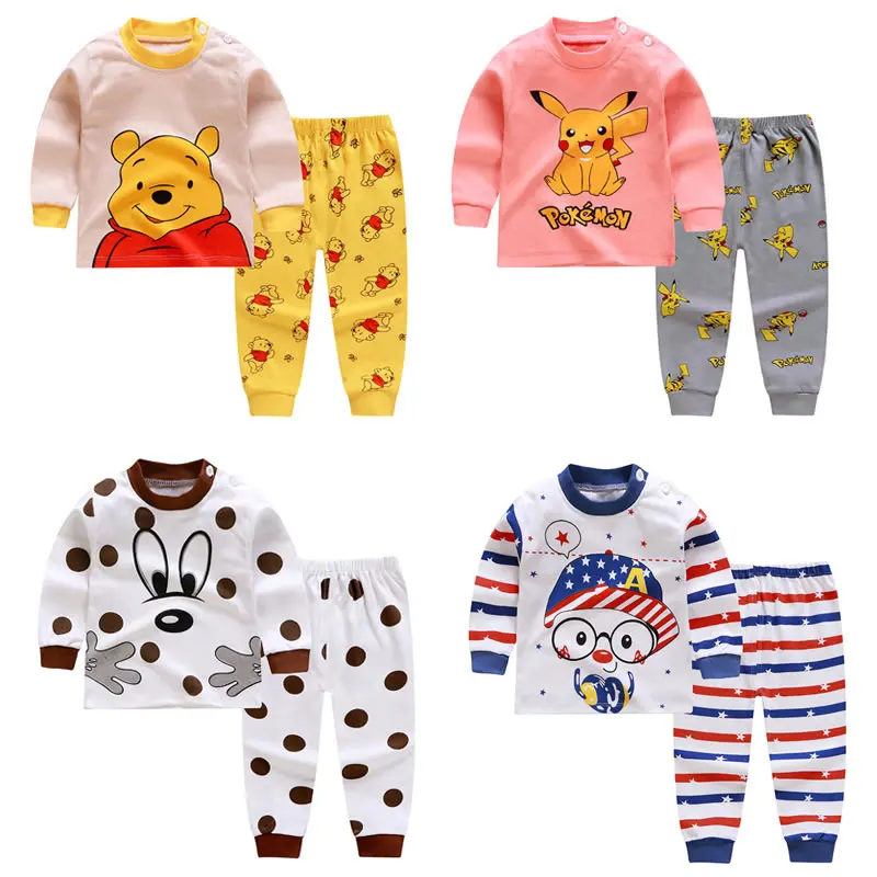 

Kids Boys Pajama Sets Cartoon Print Long Sleeve O-Neck Cute T-Shirt Tops with Pants Girls Autumn Sleeping kids african clothes, Picture shows