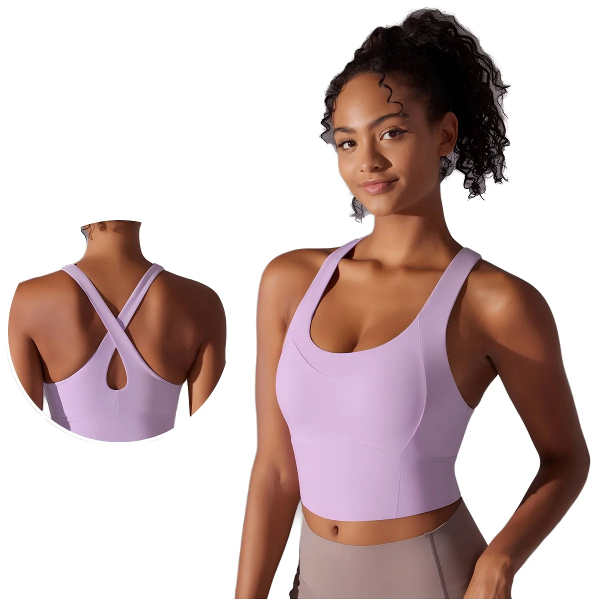 High Support交叉背with弹力面料Sports Bra