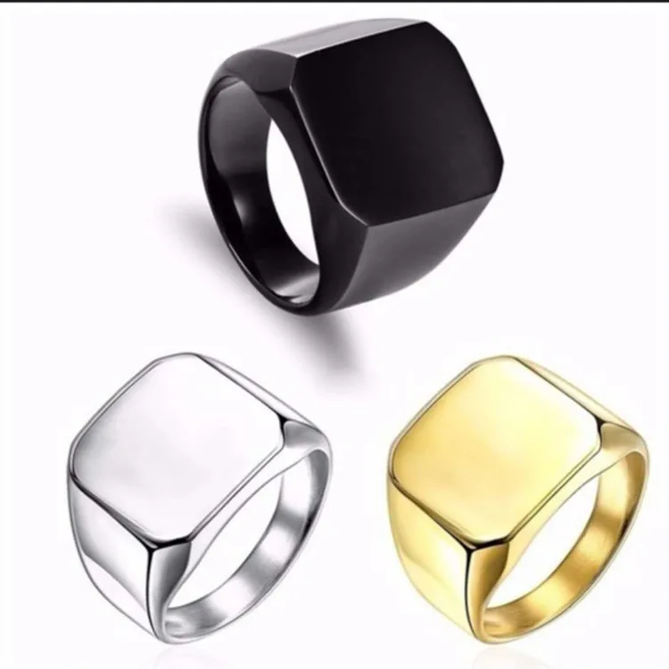 

Wholesale 2021 Fashion Simple Luxury Light Finger Stainless Steel Ring For Man, Golden