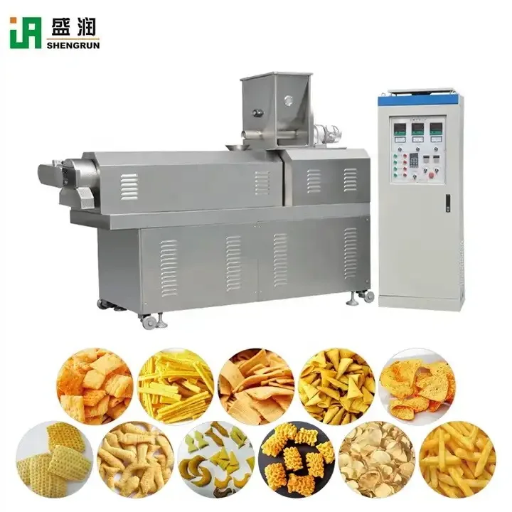 Stainless Steel Twin Screw Doritos Corn Chips Machine Manufacturer Automatic Fried snacks Food Production Line In China