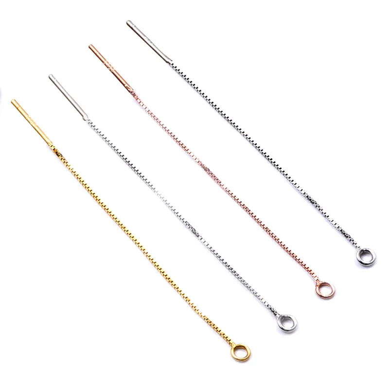 

7 cm/8 cm/9 cm/12 cm 925 Sterling Silver Jewelry Findings Line box Chain Thread Ear Stud DIY Earrings Accessories