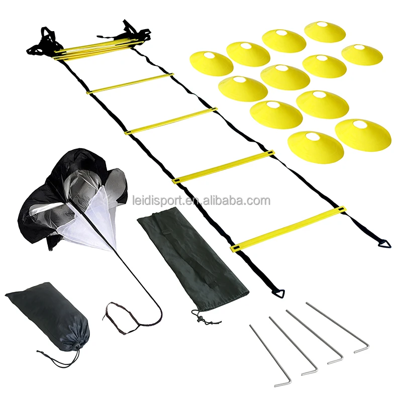 

Wholesale Adjustable 6m,12 Sections Agility Ladder Training Set,Speed Agility Ladder And Cones With Black Carry Bag/