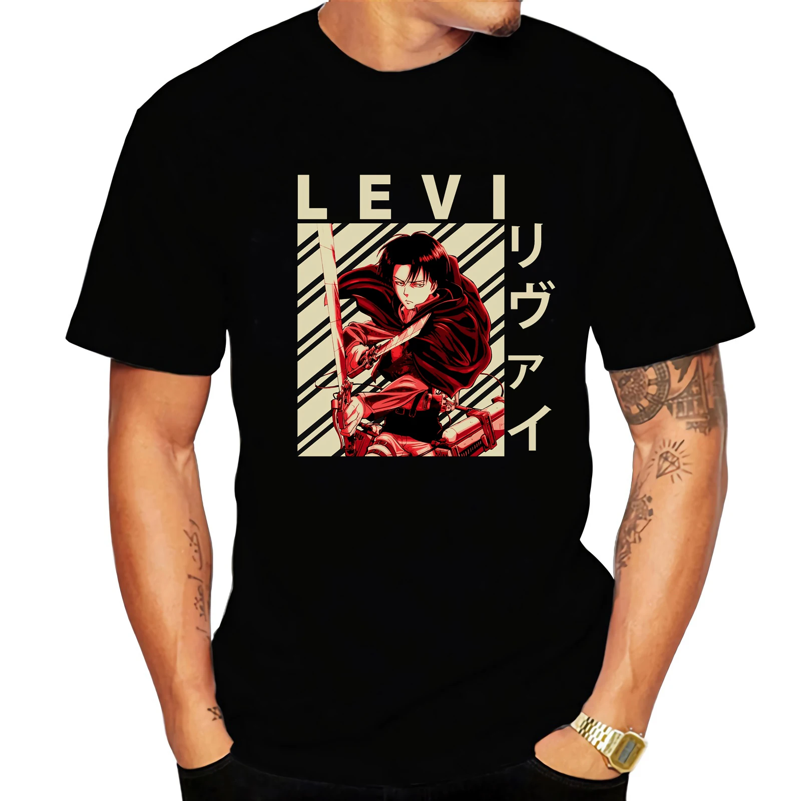 

Custom wholesale men's t-shirt Attack on Titan printing solid color large size loose 100% cotton men's t-shirt