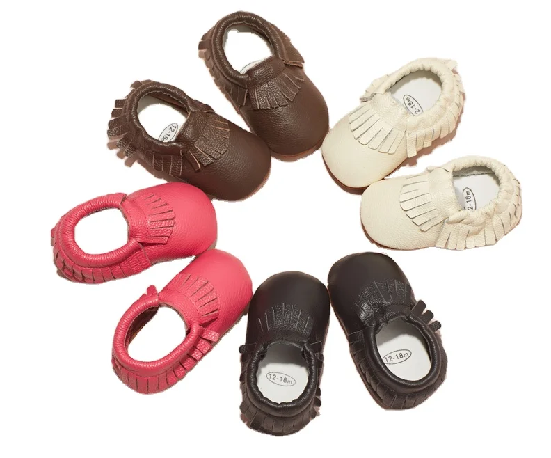 

Wholesale Genuine Leather Soft Sole Tassel Baby Shoes for 0-24 month, Brown,black,red,white