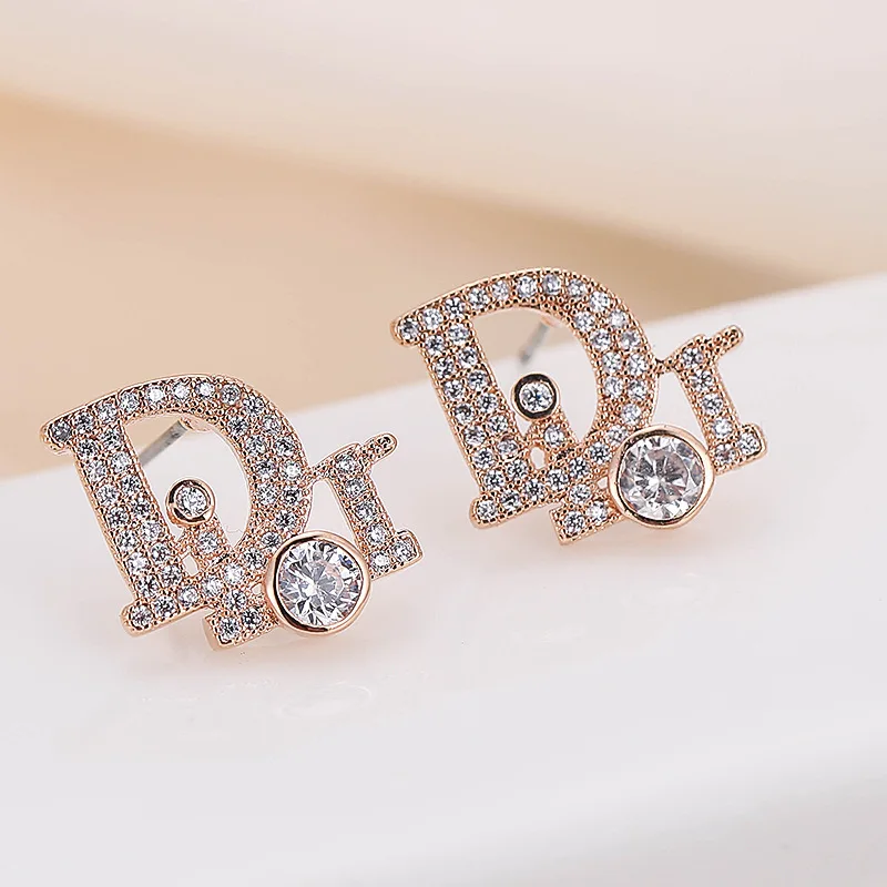 

2021 Famous Brands Designer Earrings For Women Party 925 Silver Diamond Letter C Design Big Round Earring, Gold/silver