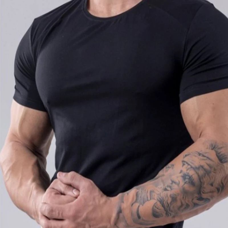

3Days MOQ 10 Solid color custom LOGO gym wear clothes gym tshirt for men