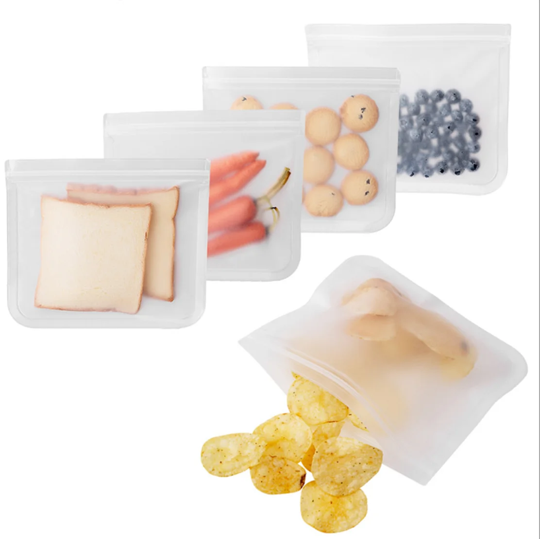 

Waterproof Leakproof Recyclable PEVA Food Storage Sandwich Bag, White/yellow/blue