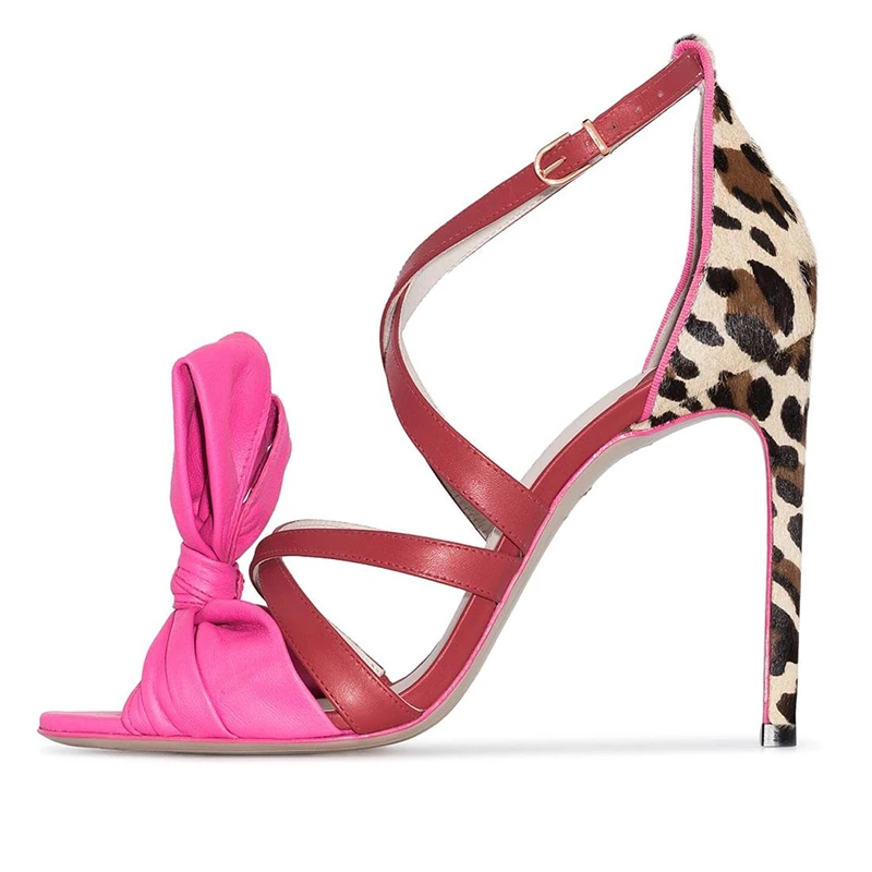 

Fashion brand shoes 2019 women knot PU horse hair ladies high heel party sandals shoes