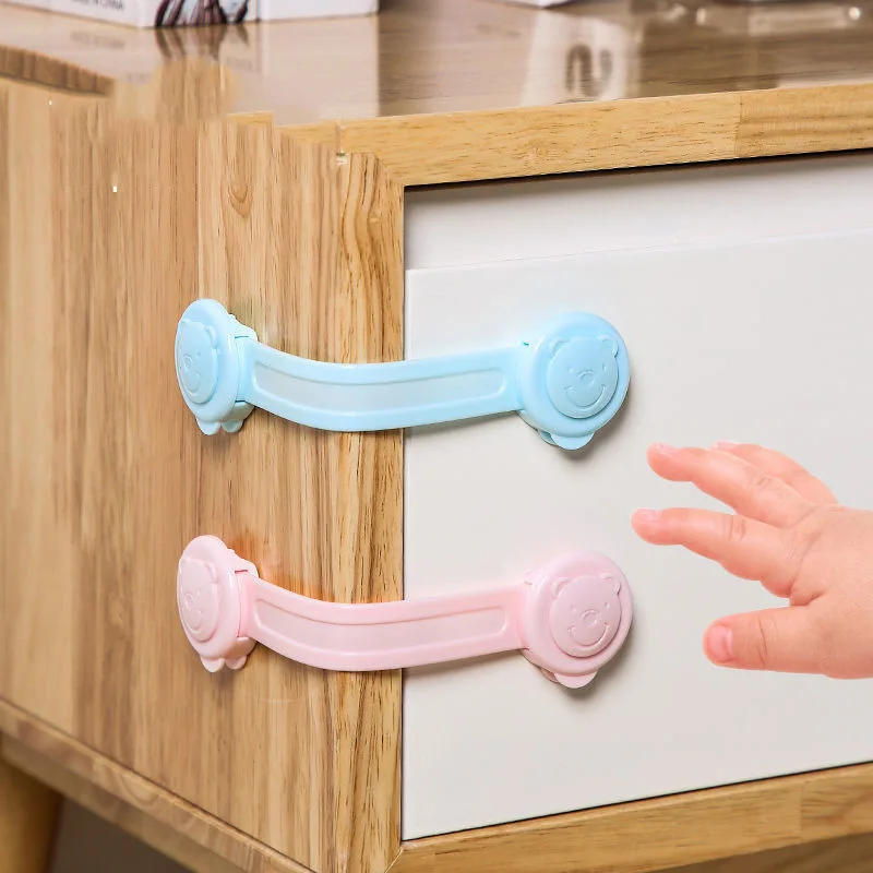 

Baby supplies & products plastic Adjustable drawer cabinet safety lock to prevent children from pinching plastic lock, Blue