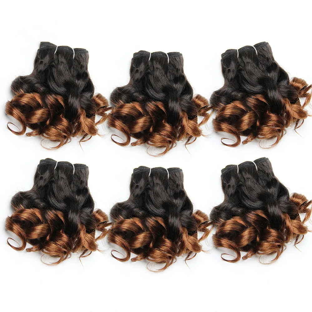 

2020 Hot sell Brazilian Hair Weave Bundles 6Pcs/Lot Curly Bundles Human Hair Bundles 8 Inch In 6 Colors 1B-30#