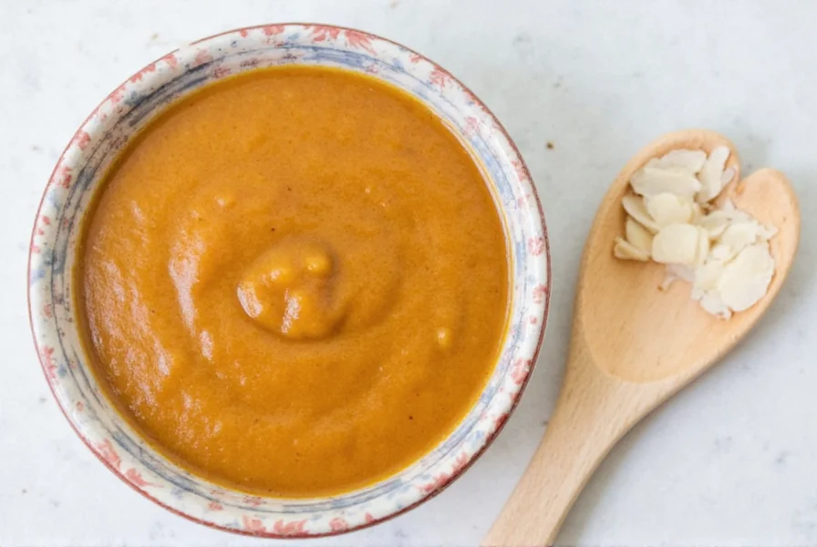 Peanut satay sauce served as a dip with skewers