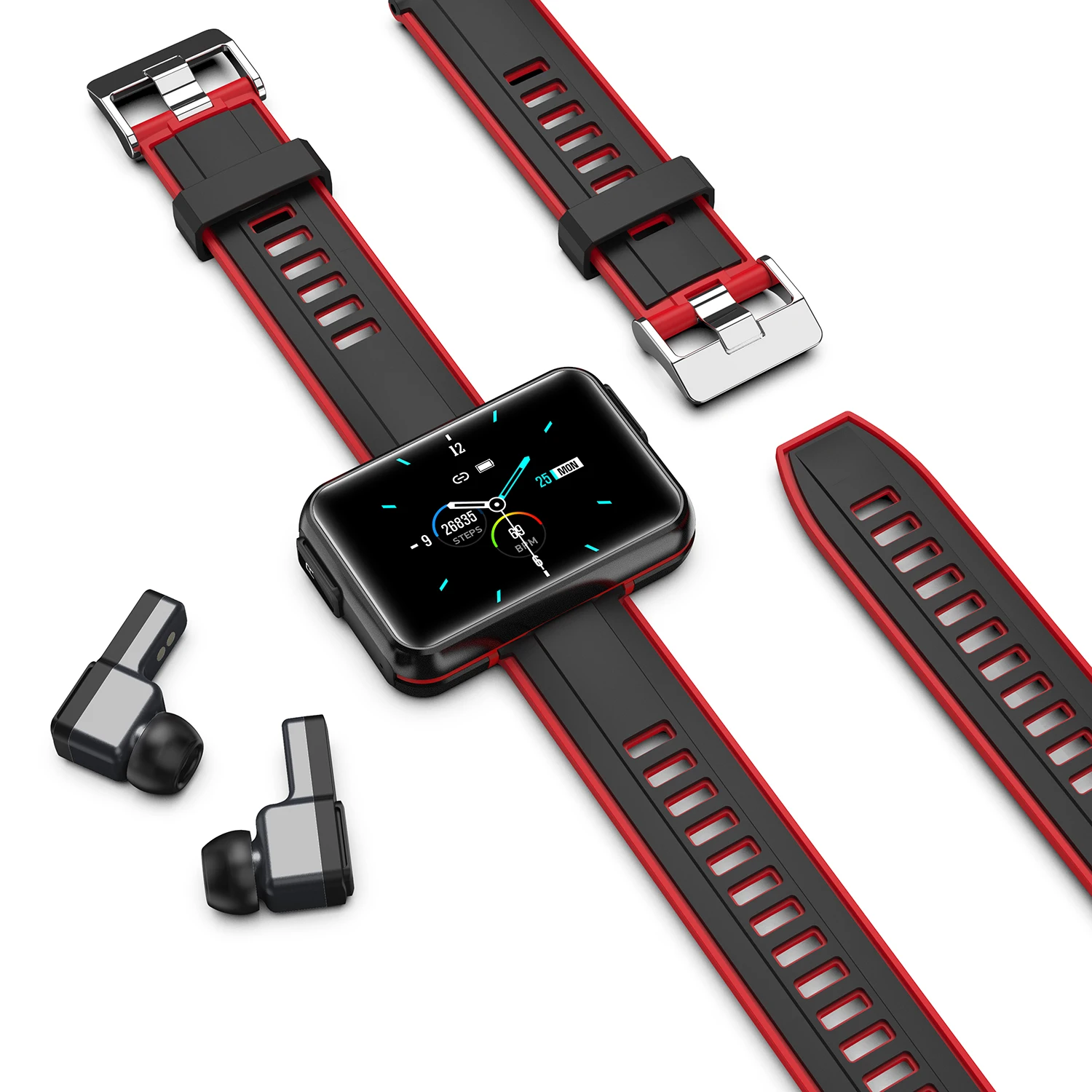 

T91 Smart Watch 2 in 1 TWS Wireless Earbuds 1.4 Inch Heart Rate Blood Pressure Fitness phone call voice call smart watch