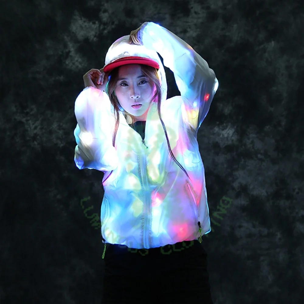 

High Quality led jacket Leisure&sports Wears Luminous Clothes Colorful Lighting Costume Washable Clothing Flash led light jacket