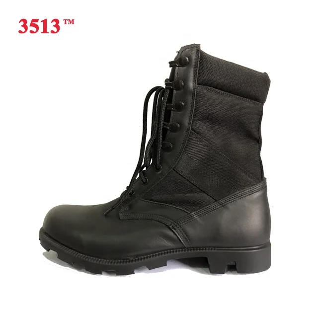 
black canvas and leather ankle motorcycle military combat boots for men 