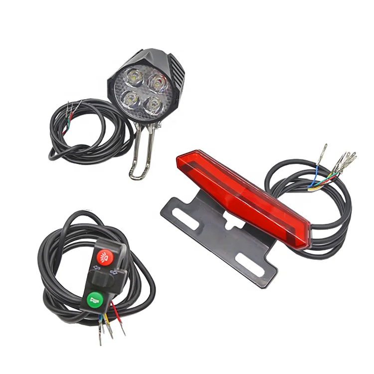 

24V-- 60V universal voltage electric bicycle headlight taillight rear turn signal LED brake light headlight with horn