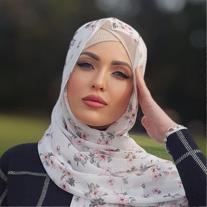 

New Arrival Large Size Shawl Printed Floral Chiffon Hijab Scarf Wholesale Malaysia Women Muslim Scarves Turban Hijab Chiffon