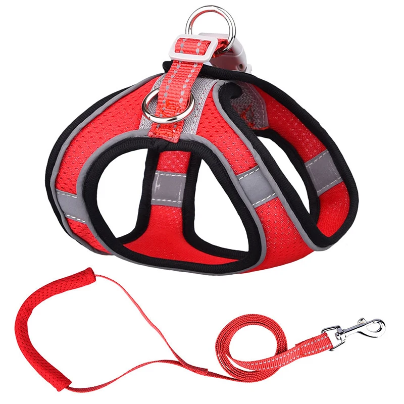 

Hot Selling Pet Dog Traction Rope Breathable And Reflective Pet Vest Harness And Leash Set, Customized color