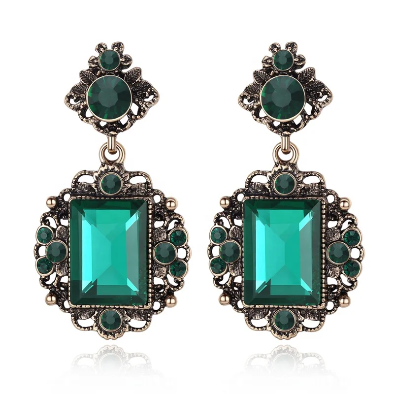 

Christmas special gift green rhinestone earrings EAC174