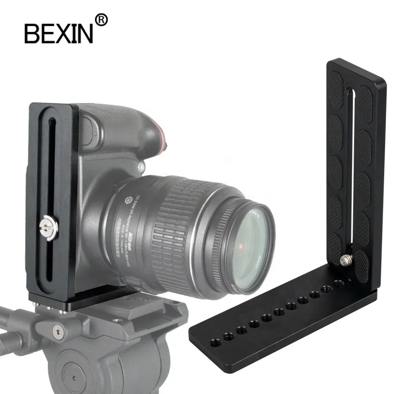 

BEXIN Universal lengthen bracket Camera mount Plate L shaped Vertical quick release L plate for Digital dslr camera tripod, Black