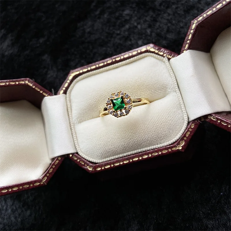 

Hot Selling Red Green Cubic Zirconia 925 Sterling Silver Adjustable Ring For Woman
