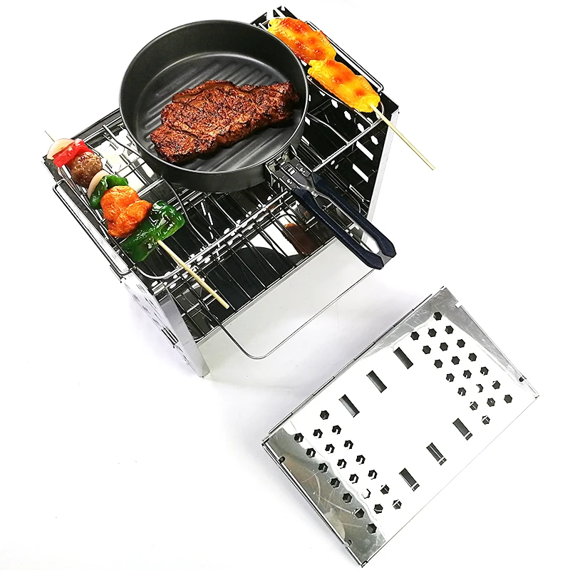 

Mini Stainless Steel Bio Ethanol Fuel Camp Outdoor Gear Hiking Wood Burner Camping Stove Grill Set