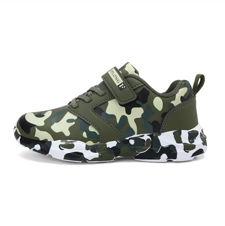 

Winter Warm Leather Outdoor Kids Sports Footwear Camouflage Shoe Boys Gender Sneakers Children Casual Shoes, White/black/yellow
