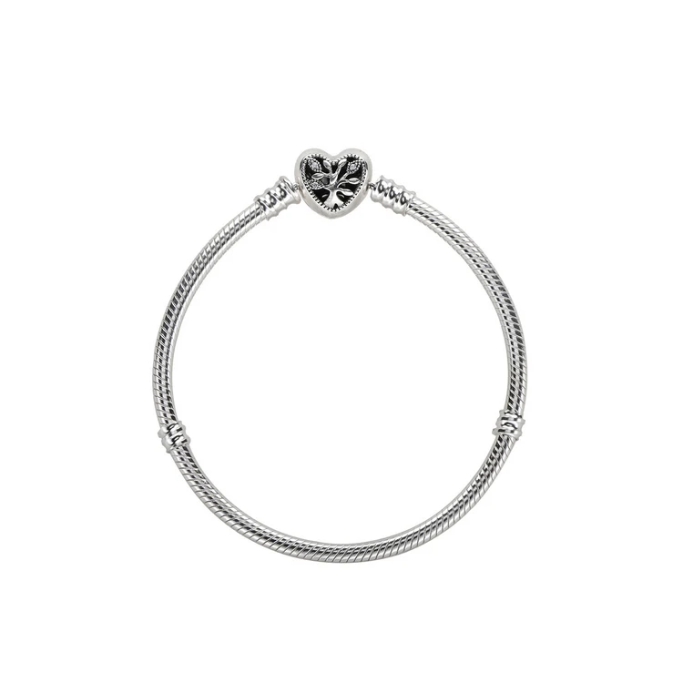 

Women customized sterling silver family tree charm bracelet, Silver color