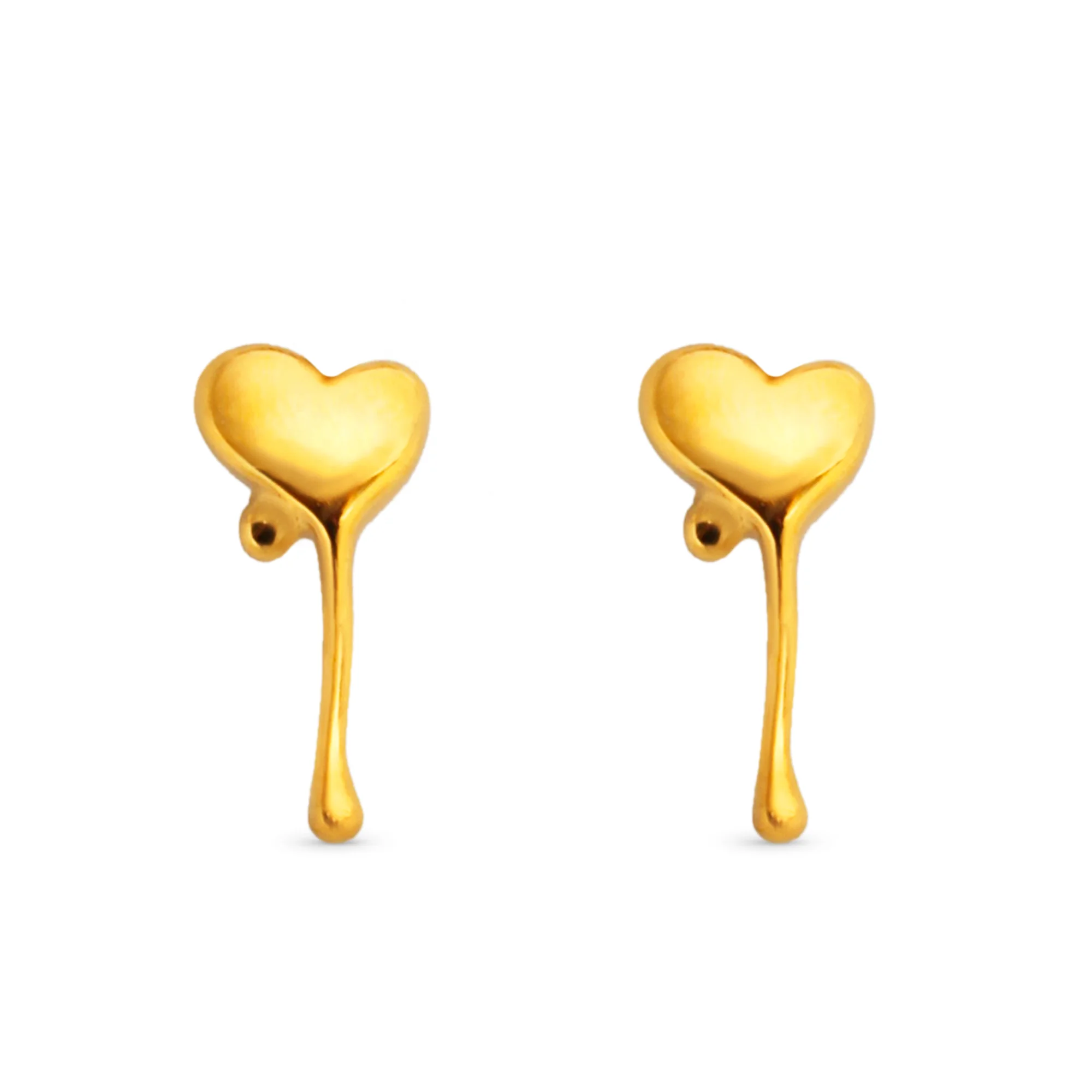 Chris April  non-tarnish 316L stainless steel18k PVD gold plated new-design cute dripping heart stud earrings